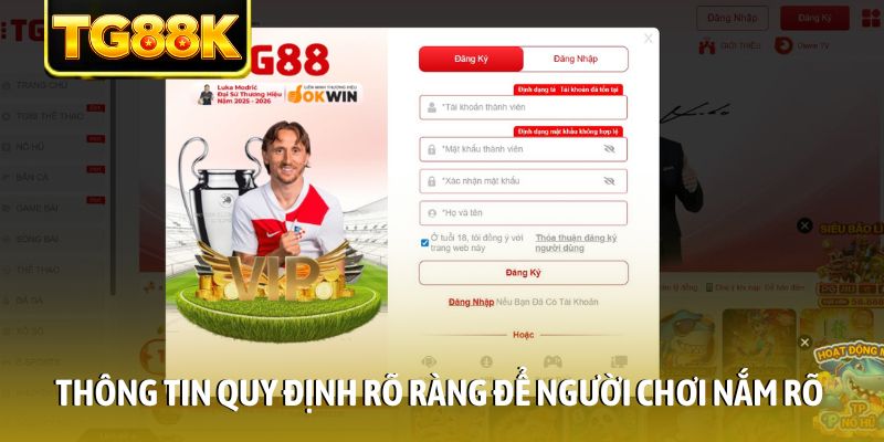 Thông tin quy định rõ ràng để người chơi nắm rõ Thông tin quy định rõ ràng để người chơi nắm rõ